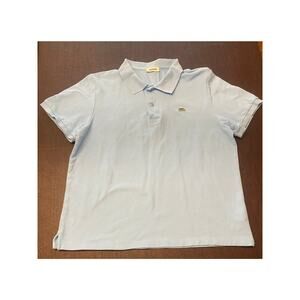 Sandro Light Blue 100% Cotton‎ Pique Polo Shirt Mens Large Logo Classic Preppy